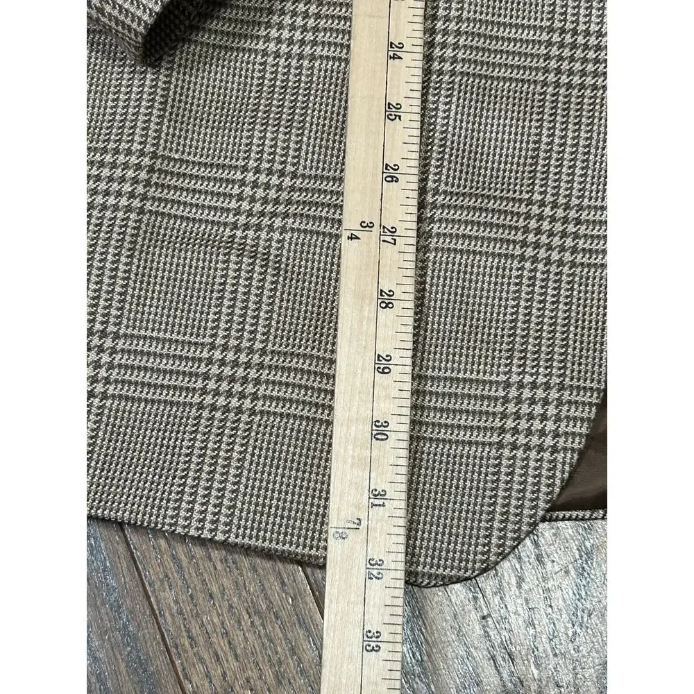 Lauren Ralph Lauren Mens Silk Wool Brown Plaid Classic Sport Blazer Coat‎ Sz 42L